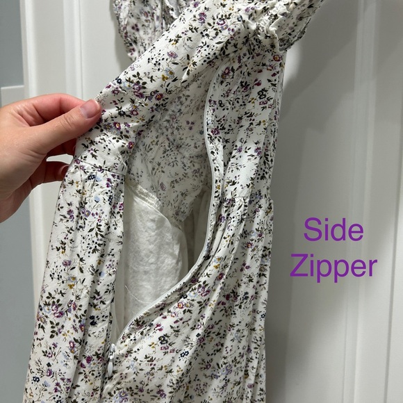 J. Crew Floral Mini Peasant Dress Size 6 with Puff Sleeves - Picture 7 of 8